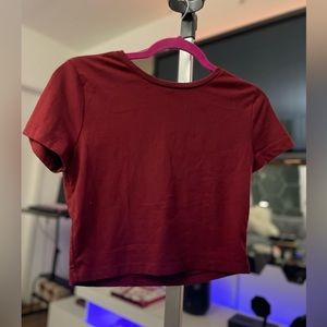 Wild Fable Cranberry Short Sleeve Crop Top Womens Size M